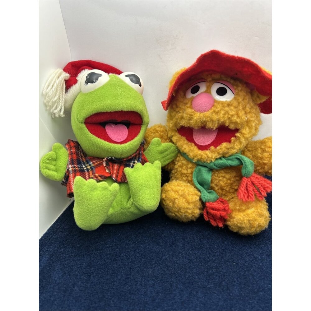 Muppets Baby Fozzy Bear Kermit The Frog 1987 Henson Lot Of 2 Stuff Animal Plush